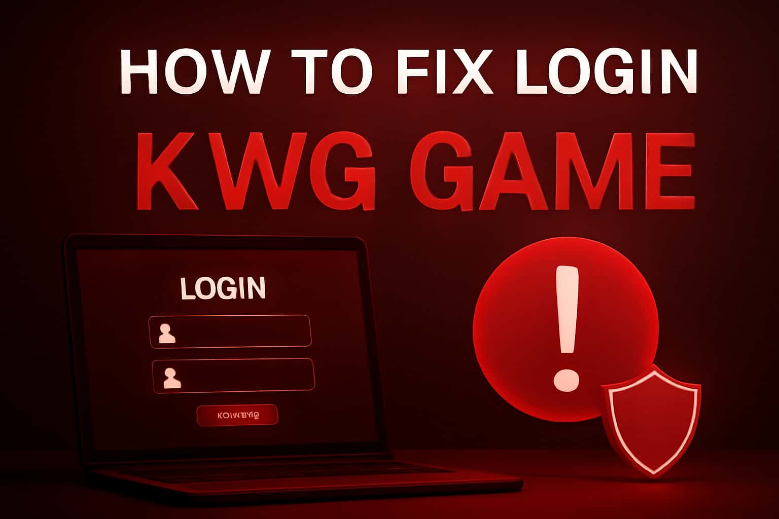 An informative graphic depicting troubleshooting steps for KWG Game login issues.