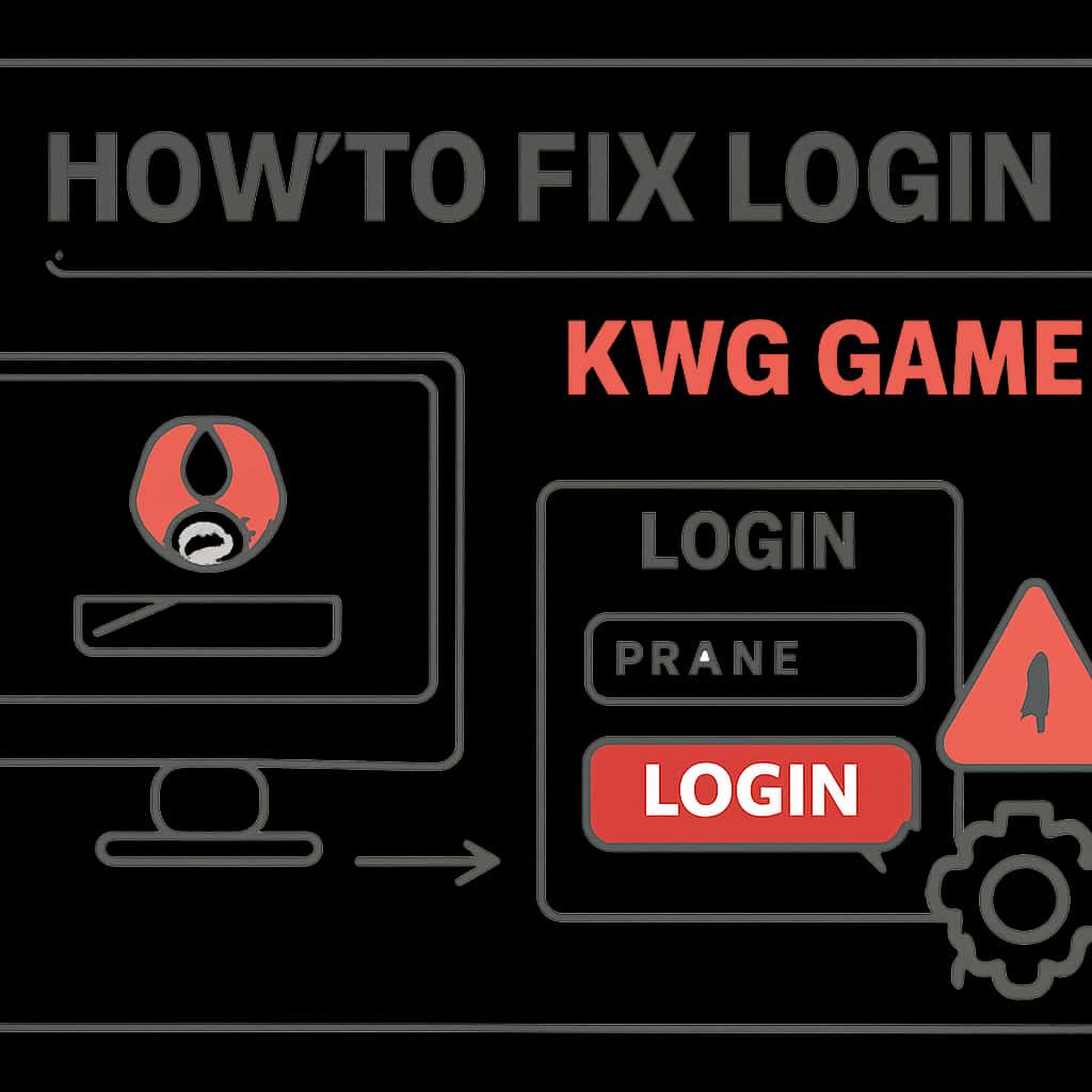 An educational diagram showcasing the steps to resolve KWG Game login issues.