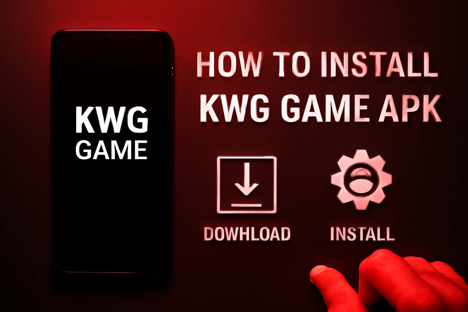 An informative scene depicting the steps to install KWG Game APK.