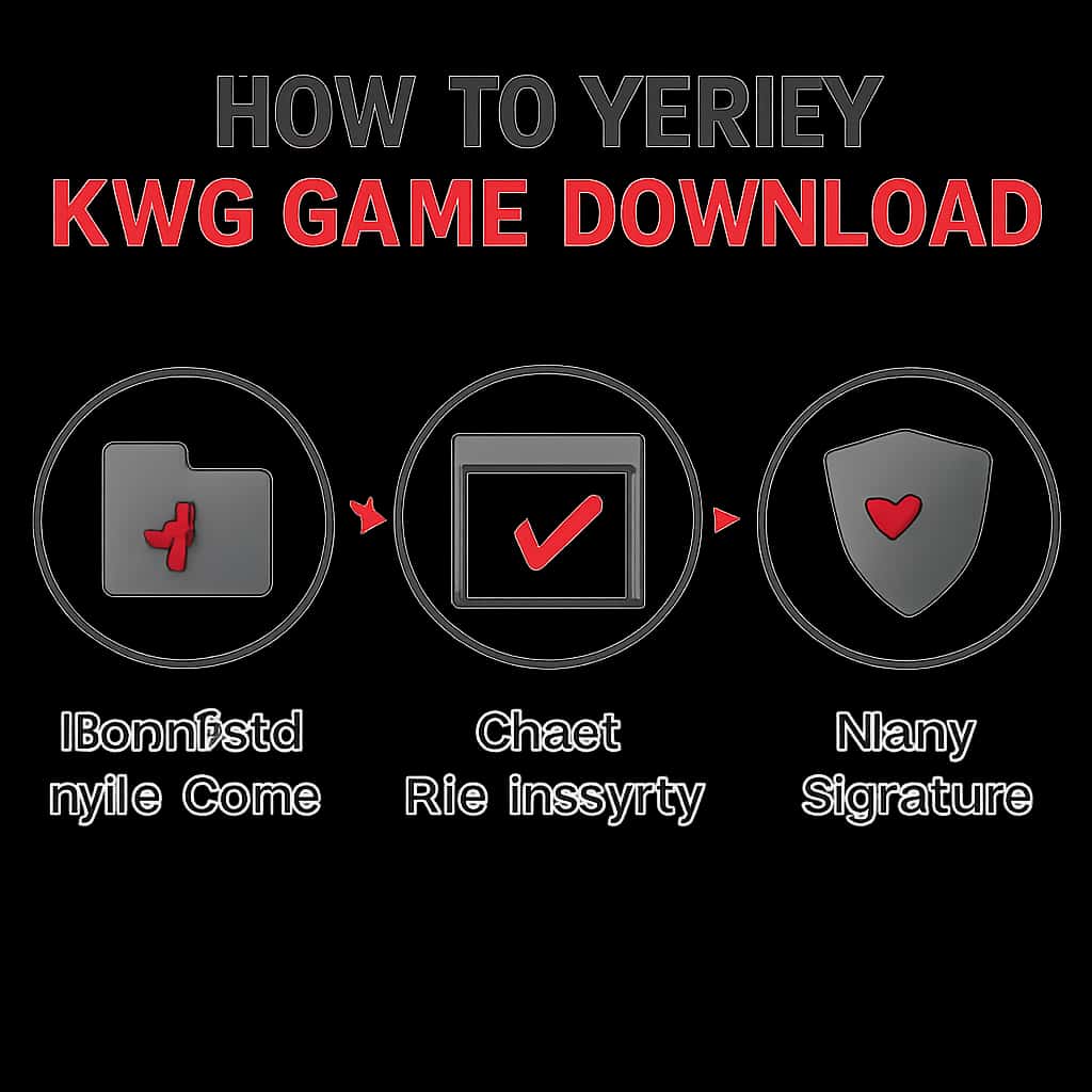 An educational diagram illustrating the steps for verifying KWG Game download.
