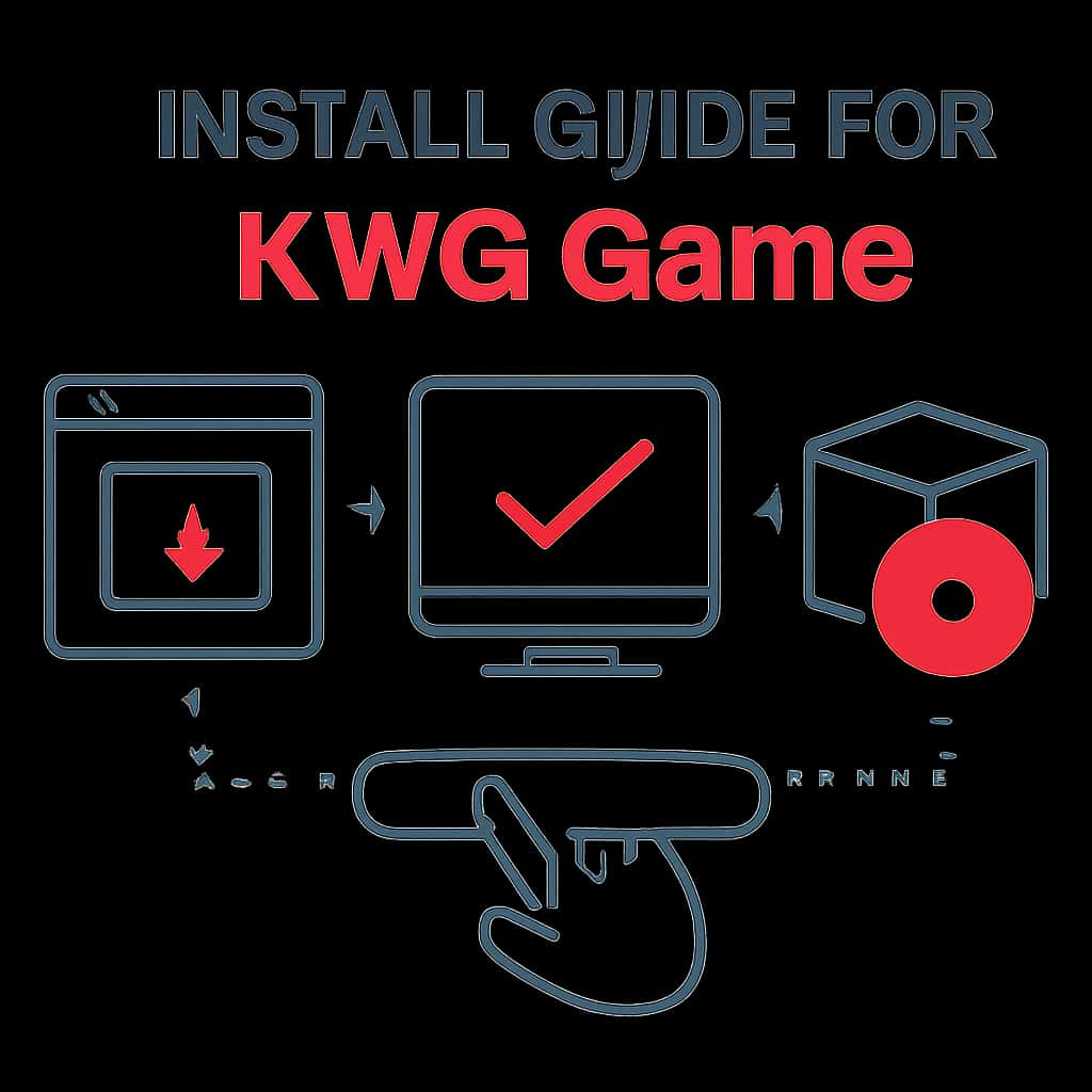 An illustration depicting the installation steps for KWG Game.