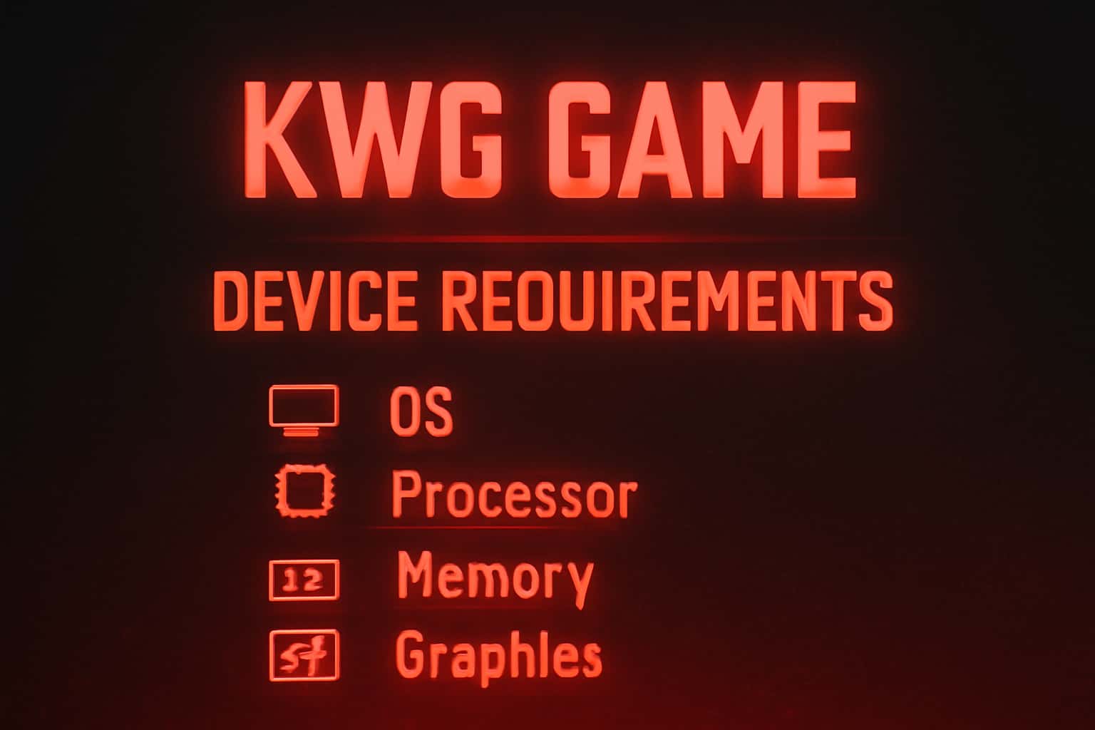 Visual representation of KWG Game device requirements with prominent title.